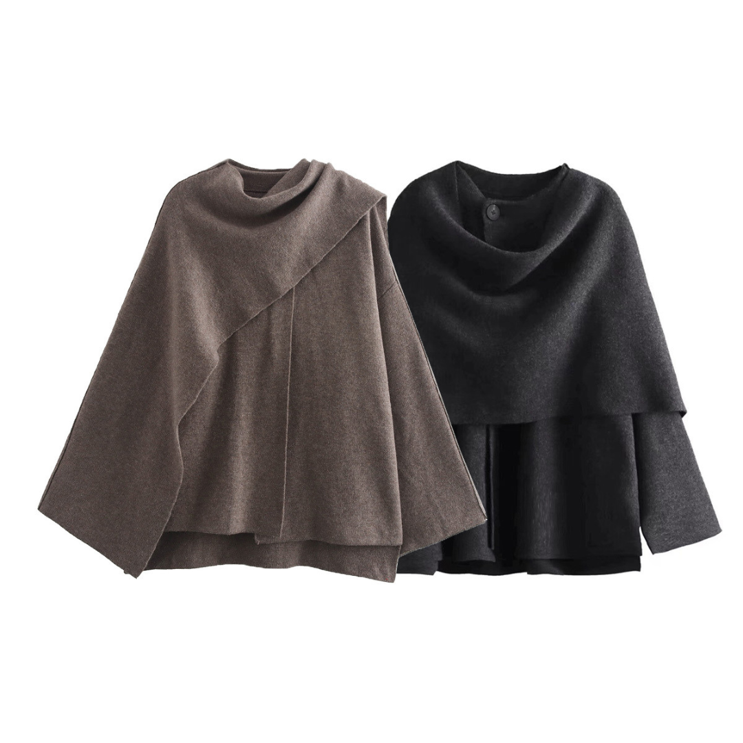 Vrouwen Chique Cape Jas Asymmetrisch Model