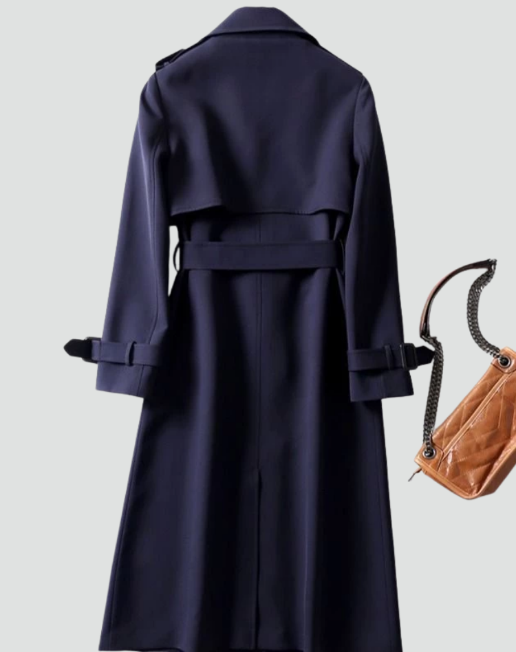Dames Regenbestendige Lange Trenchcoat Met Ceintuur