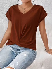 Elegant V-Neck Top with Twisted Detail for Women
