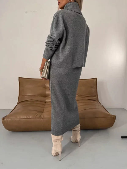 Dames Midi Sweaterjurk Set Warm Chique Met Bijpassende Trui