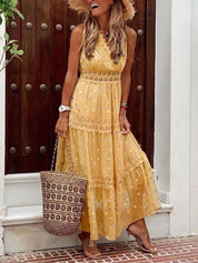 Kaia - Sleeveless Bohemian Women's Maxi Dress with Lace