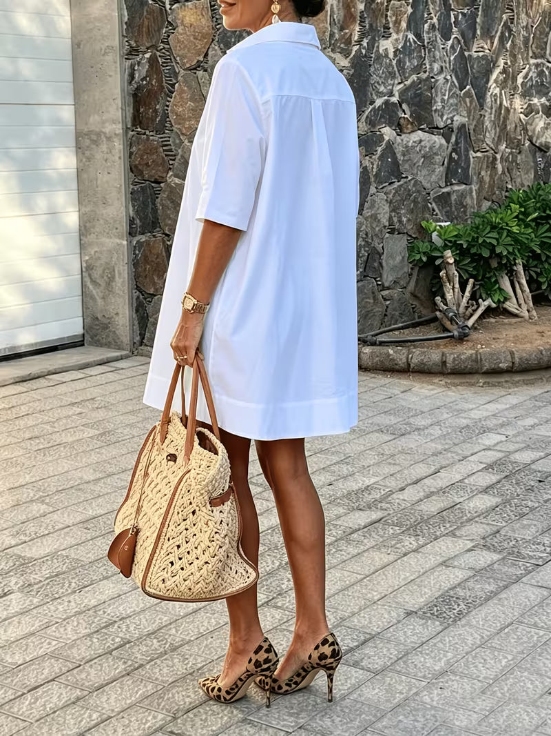 Oversized Shirt Dress for Women with Long Sleeves and Loose Fit