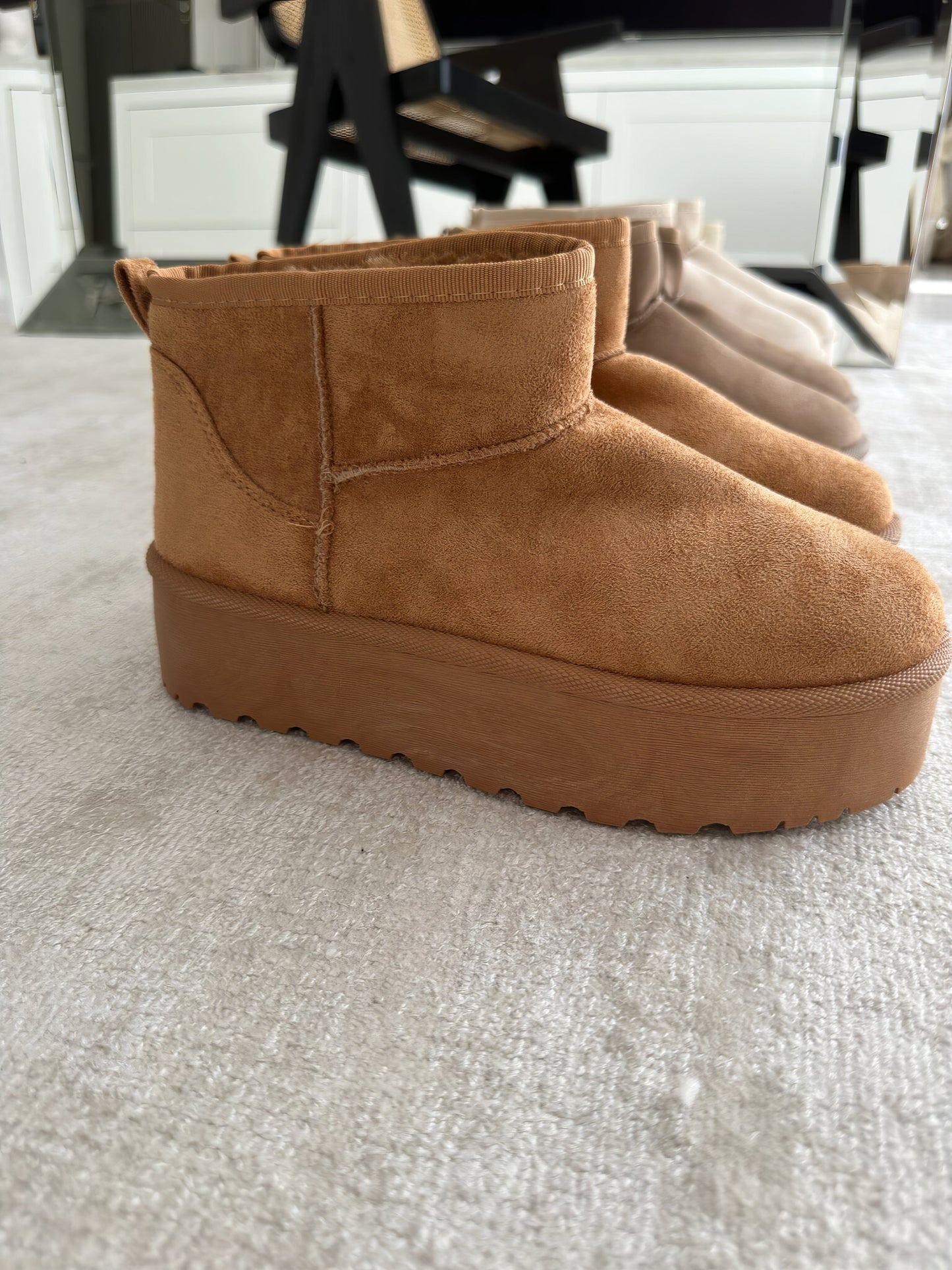 Trendy Winter Vrouwen Platform Enkellaarsjes Met Bontvoering