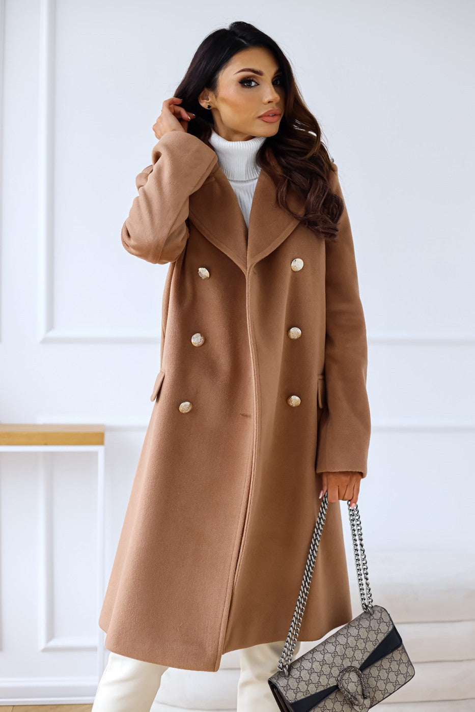 Women's Midi Winter Coat with Buttons