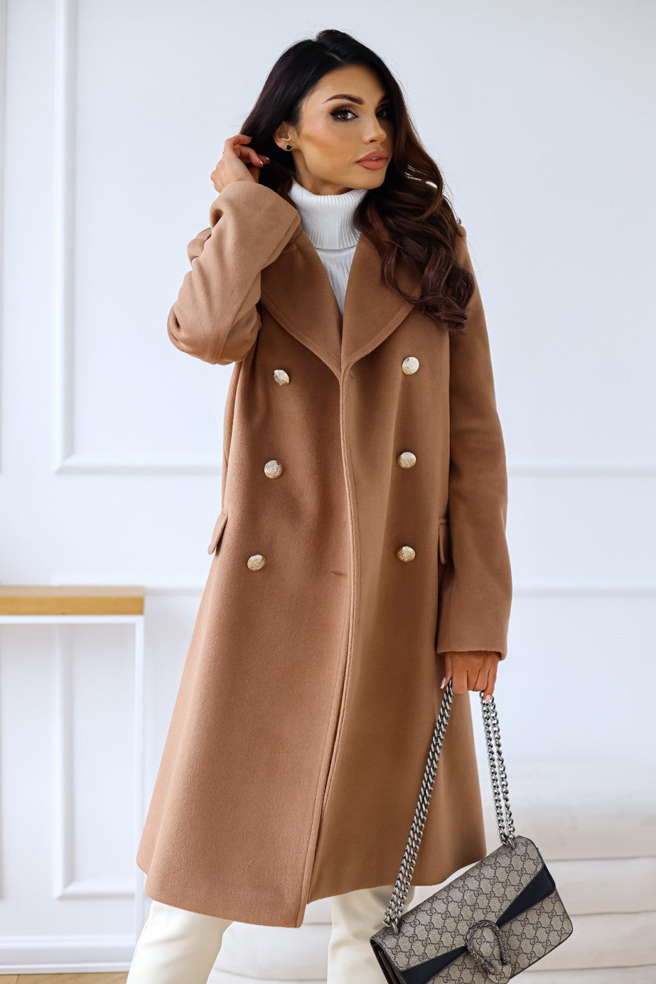 Dames Midi Winterjas met Knopen