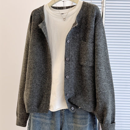 Zacht Comfortabel Gebreid Dames Vest Met Knoopsluiting