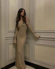 Glitter Off-Shoulder Maxi Jurk voor Dames