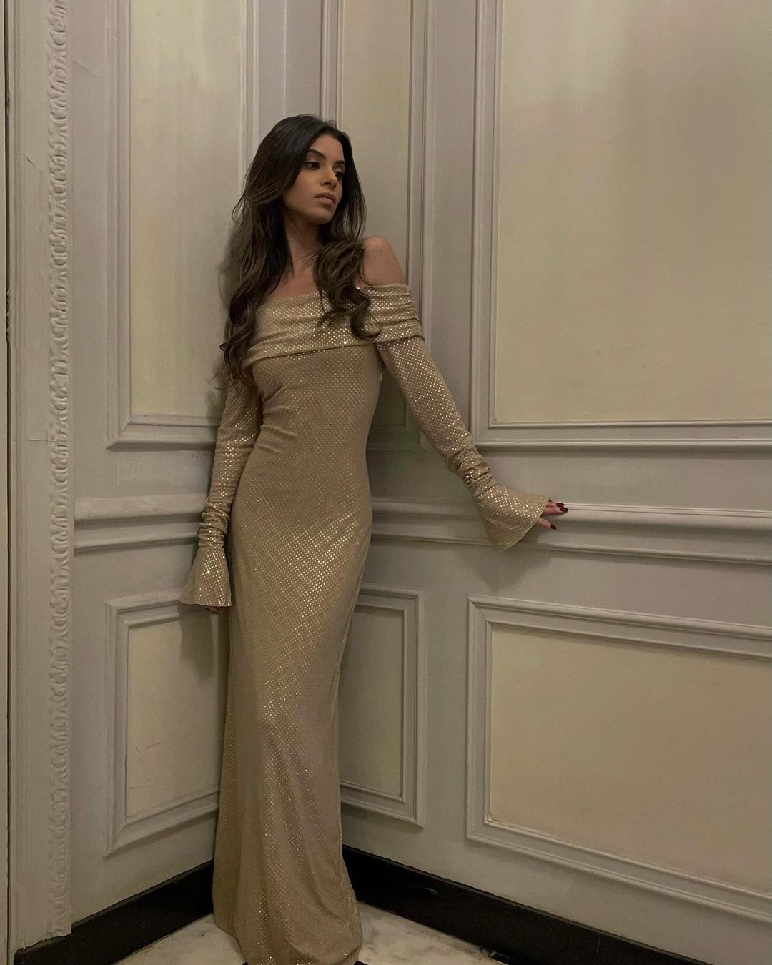 Glitter Off-Shoulder Maxi Jurk voor Dames