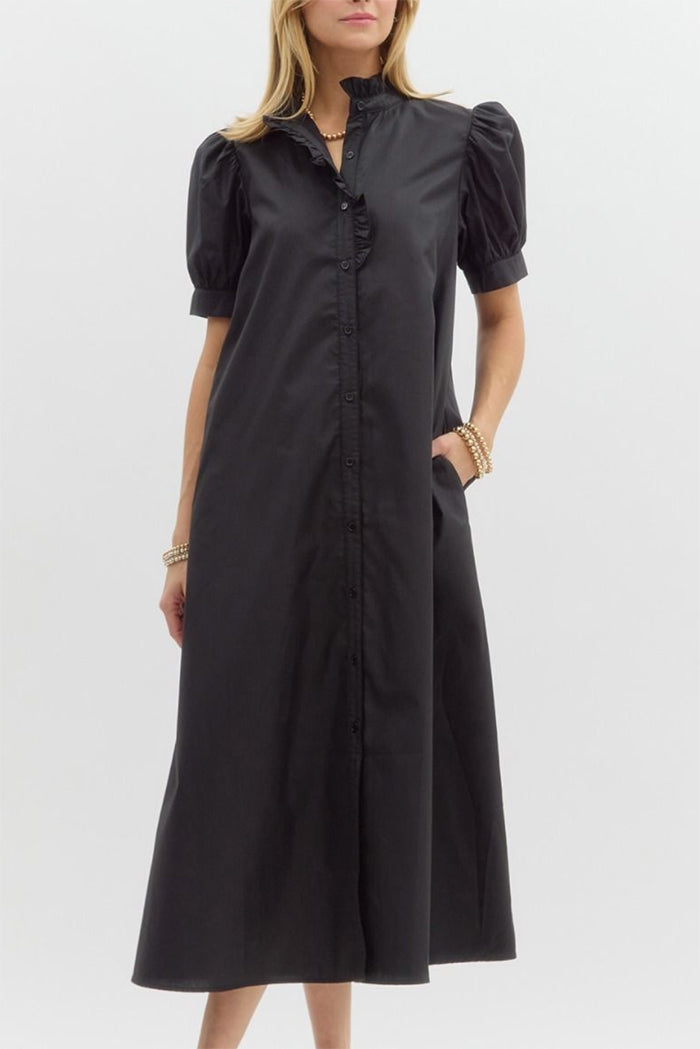 Laraine - Robe maxi avec volants et manches bouffantes