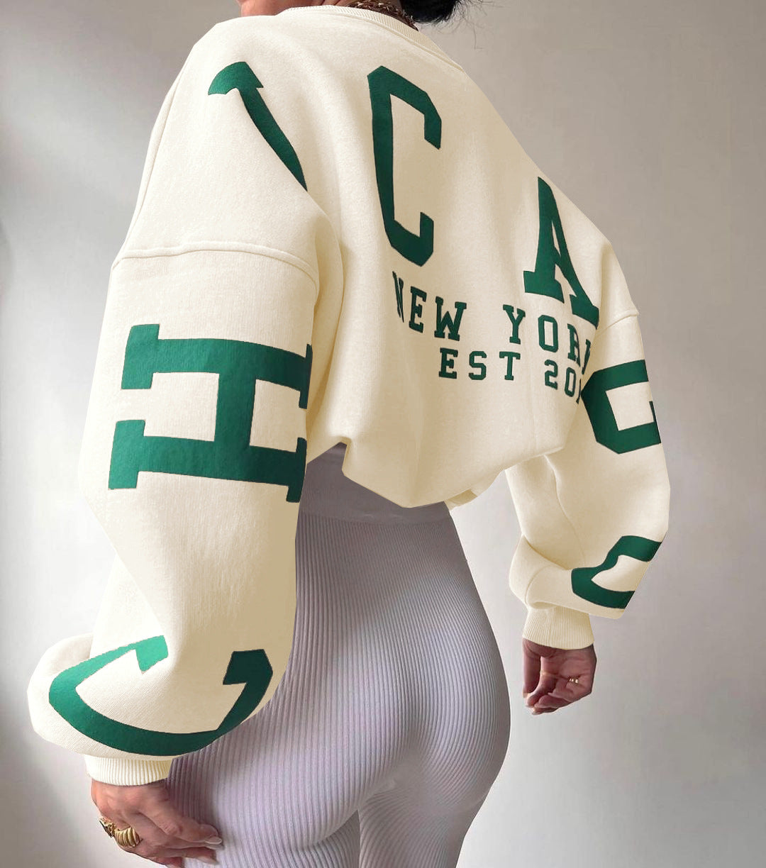 Comfortabele Oversized Dames Trui Met Letterprint
