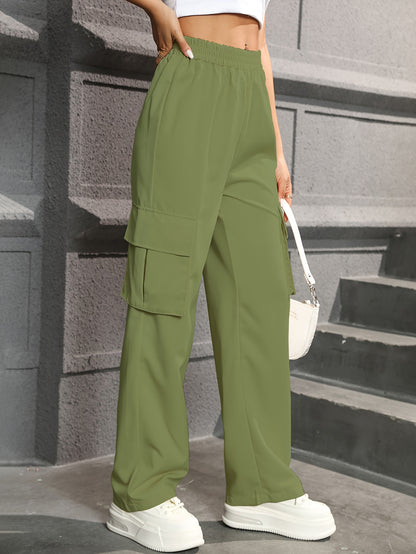 Trendy Cargo Broek Voor Dames Met Hoge Taille En Rechte Pijpen