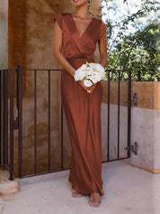 Gigi - Satijnen maxi jurk fishtail met V-hals