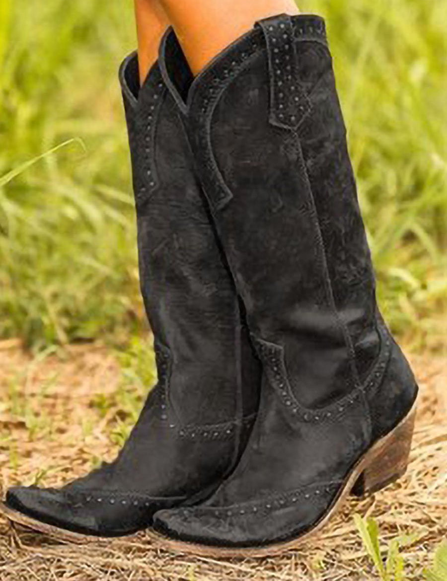 Amaris | Studded Knee-High Cowboy Boots for Women