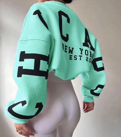 Comfortabele Oversized Dames Trui Met Letterprint