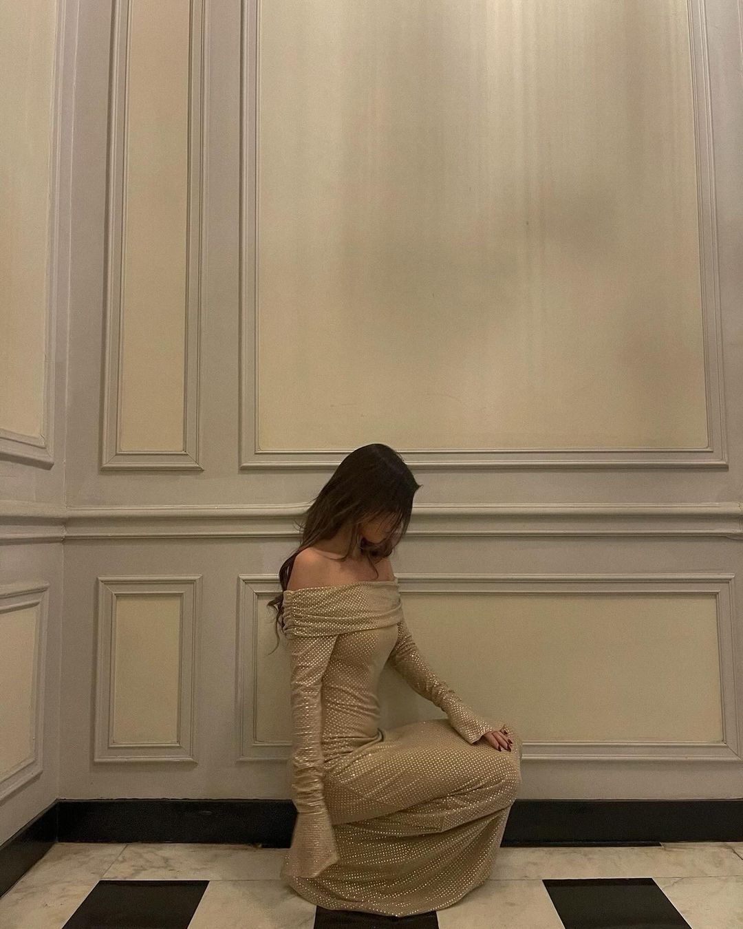 Glitter Off-Shoulder Maxi Jurk voor Dames