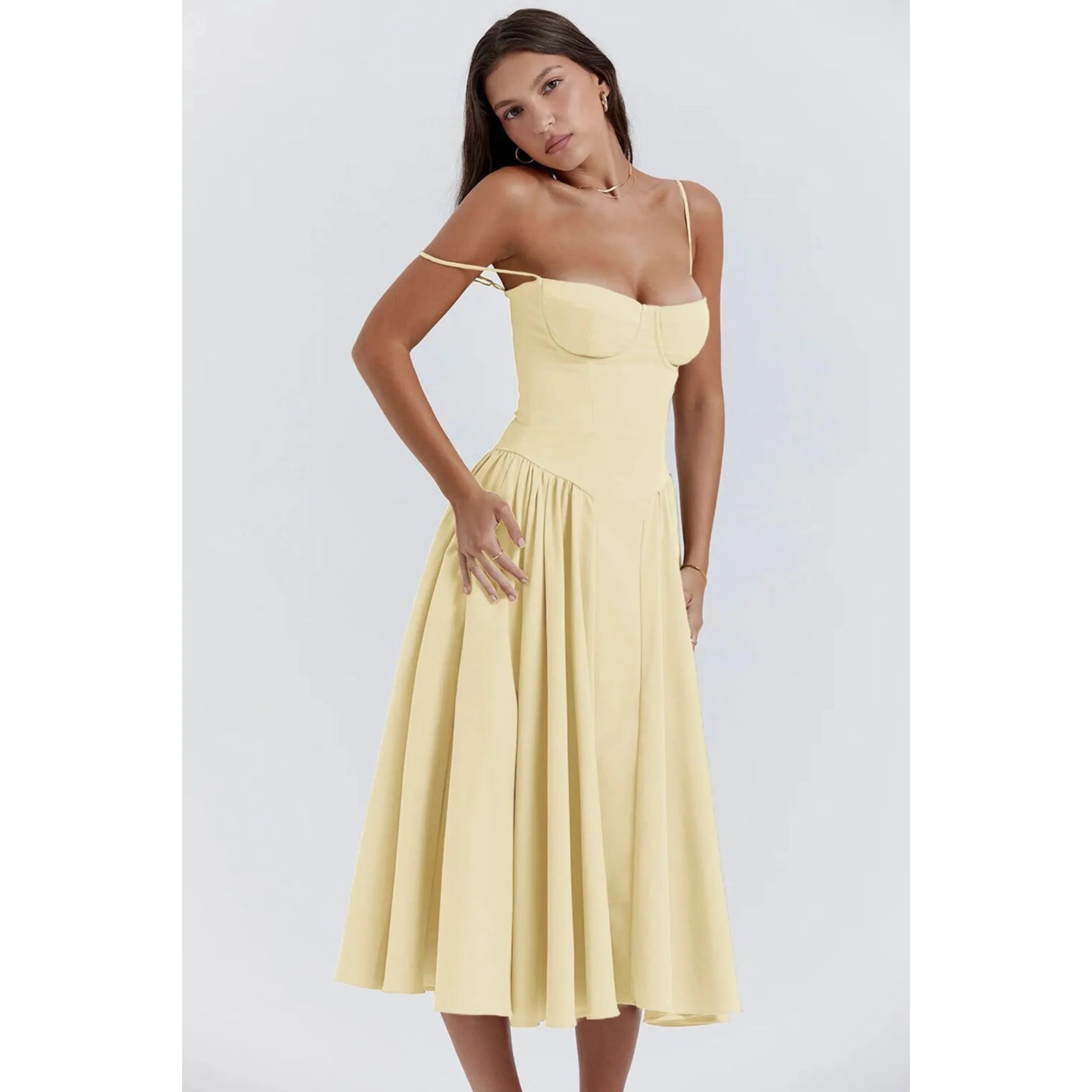 Robe midi élégante avec corset pour femmes