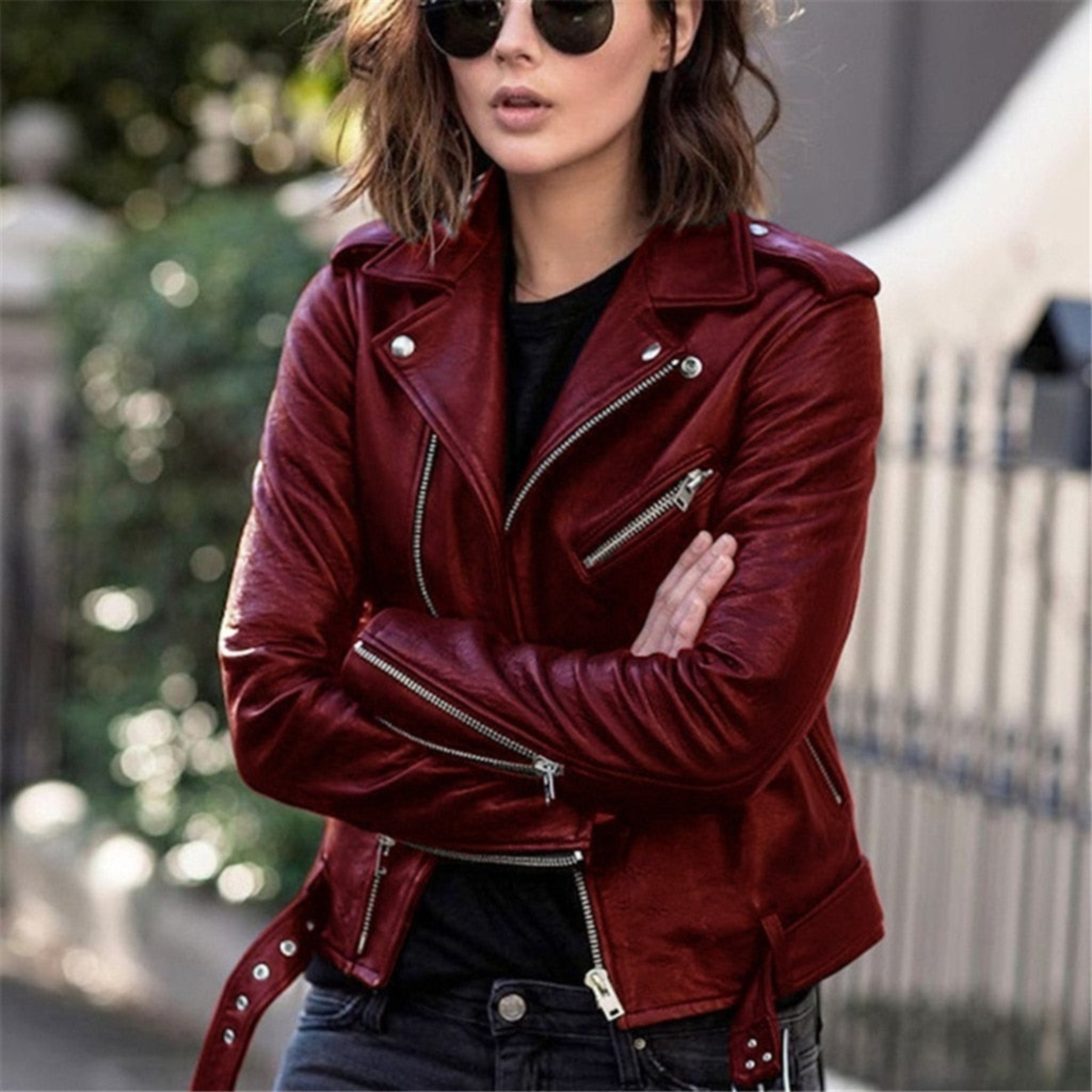 Bikerjack Met Leerlook En Asymmetrische Rits