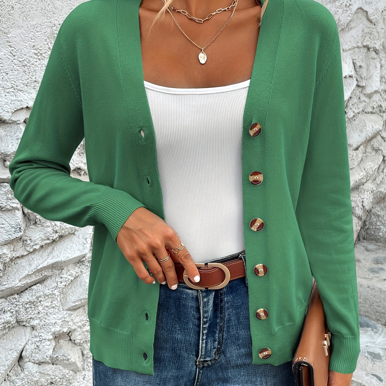 Comfortabel Gebreid Dames Cardigan Met Knoopsluiting