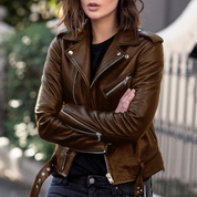 Bikerjack Met Leerlook En Asymmetrische Rits