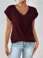 Elegant V-Neck Top with Twisted Detail for Women
