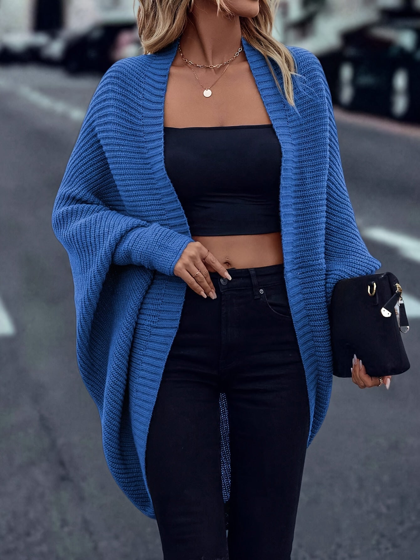 Zacht Oversized Vrouwen Openvallend Lichtgewicht Gebreid Vest