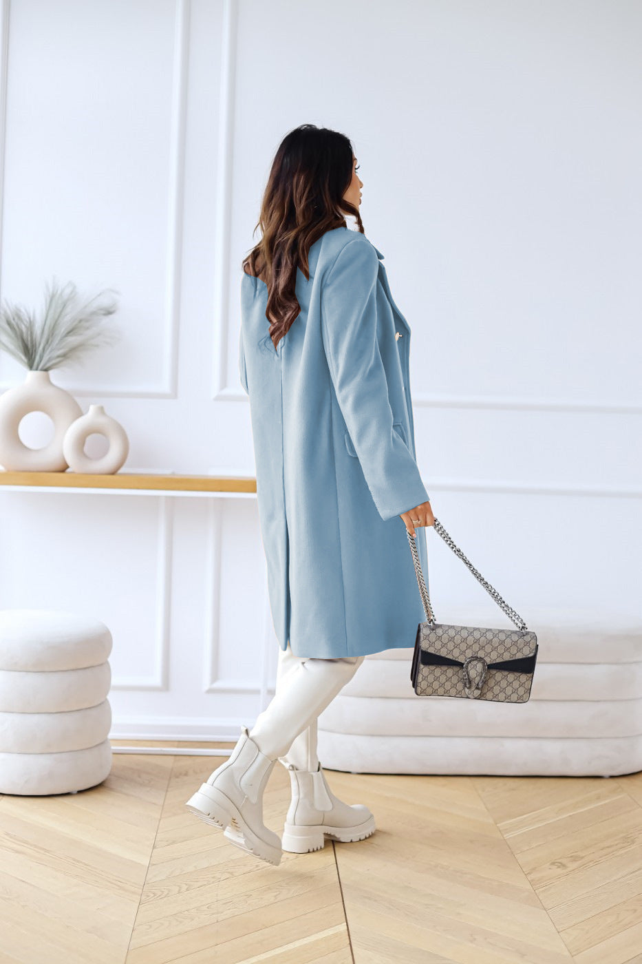 Dames Midi Winterjas met Knopen
