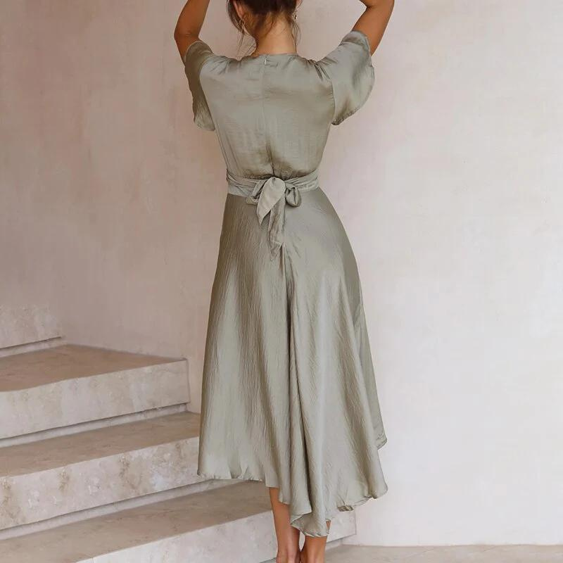 Eline-Rose - Elegante jurk met V-hals en wikkel effect