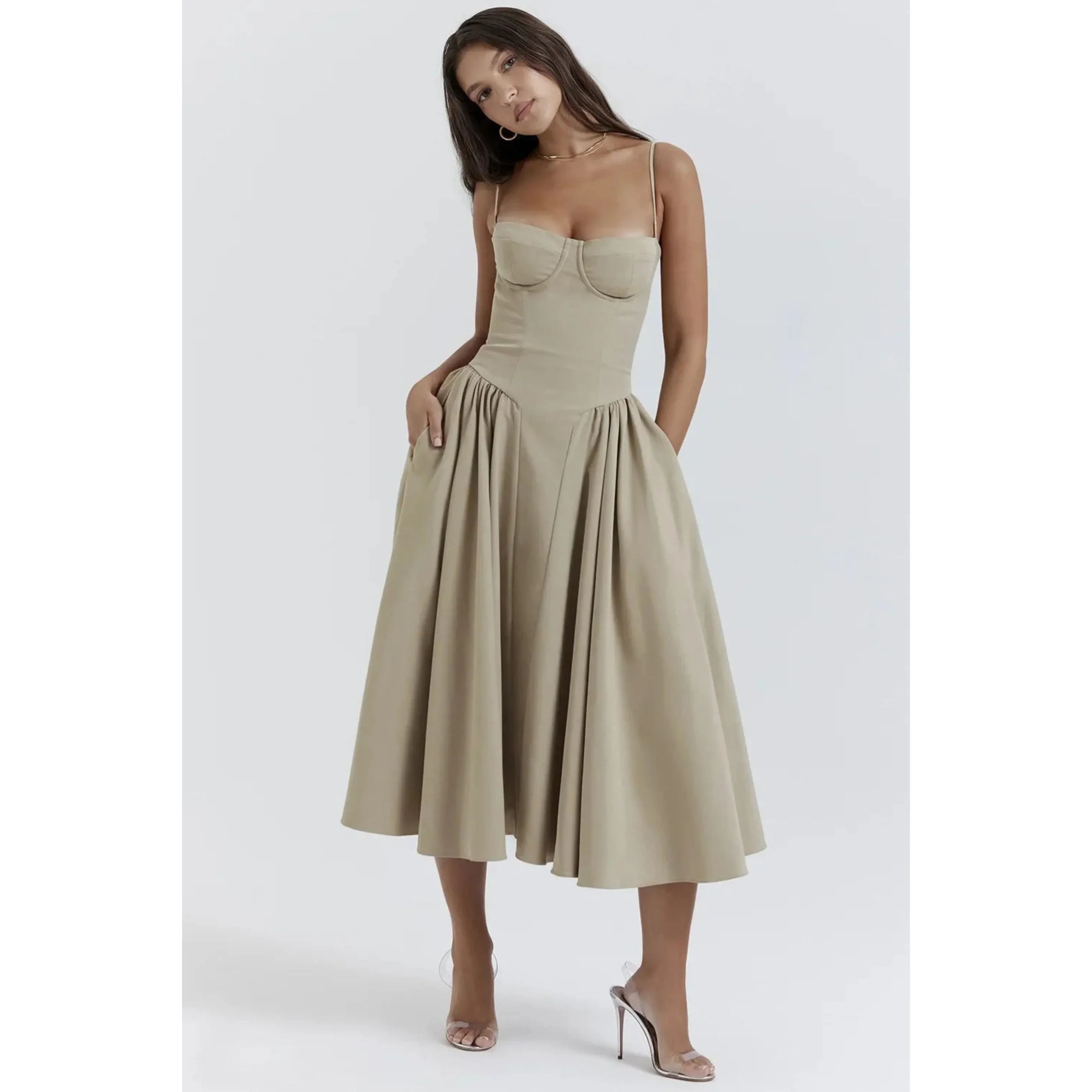 Robe midi élégante avec corset pour femmes