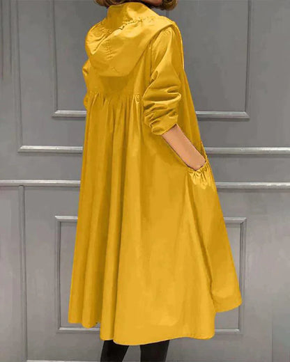 Waterdichte dames regenjas midi met capuchon