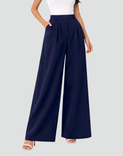Pantalon femme à jambes larges et taille haute