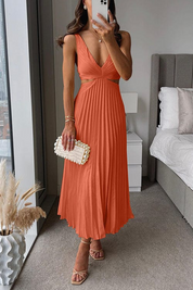 Elegant Gala Midi Dress with Airy Pleats for Women