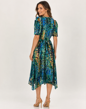 Cocktail Wrap Dress with V-Neck and Print for Women