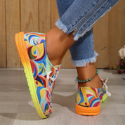 Mocassins légers pour femmes avec imprimé coloré et lacets