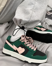 Women's Low Sneakers with Contrast Detail and Lace-Up Closure