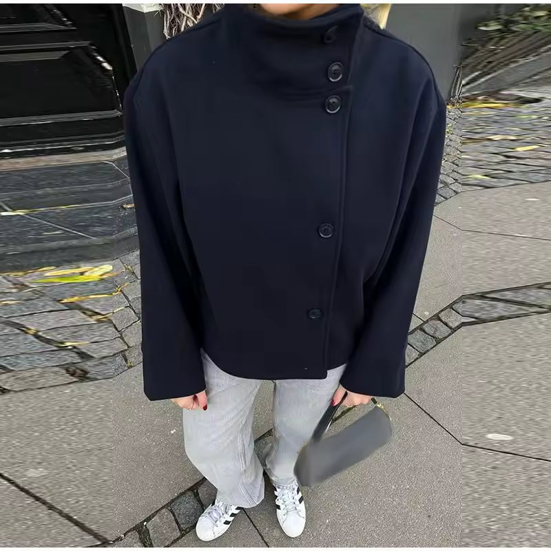 Soft Warm Peacoat Winter Jacket with High Collar for Women