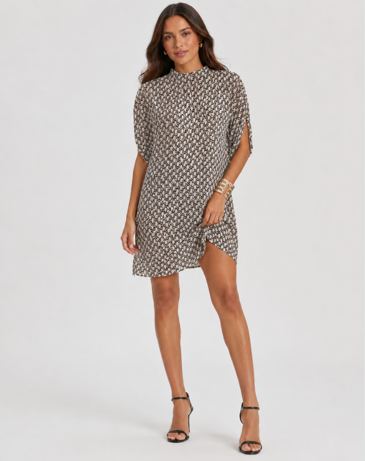 Mini Zomerjurk Voor Vrouwen v-hals print