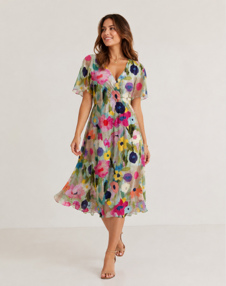 Cocktail Wikkeljurk Met V Hals En Print Voor Dames