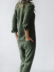 Dames Jumpsuit Met Knopen En Lange Mouwen