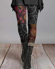 Vintage Legging Met Opvallende Print En Skinny Pasvorm