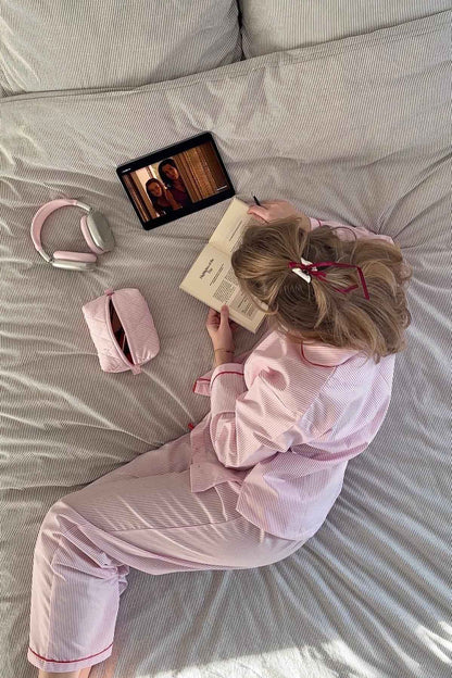 Comfortabele Pyjama Set Dames Tweedelig Met Hartjes Knoopjes