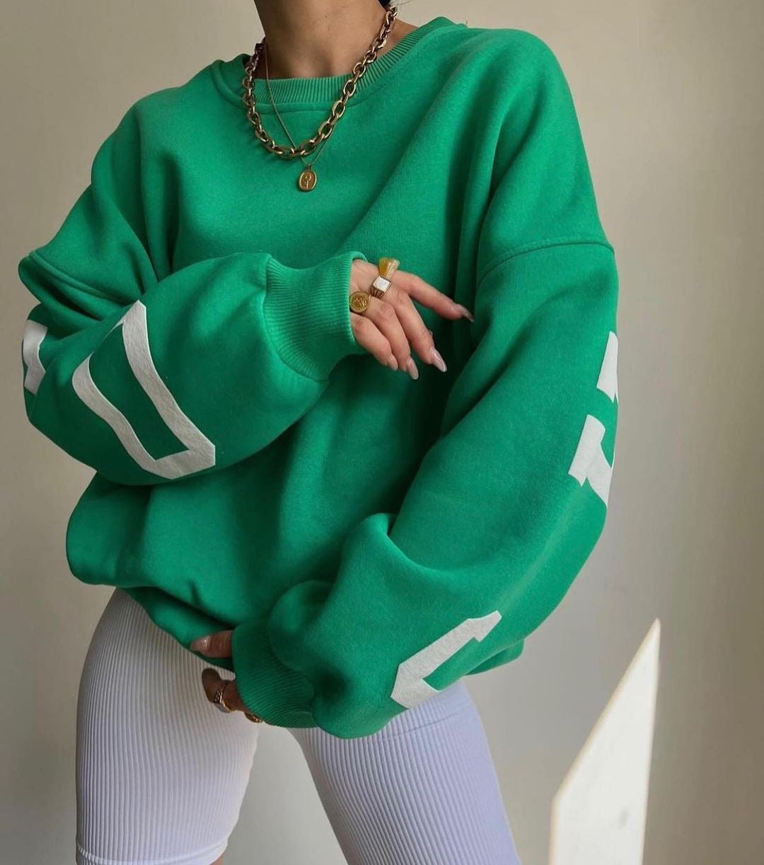 Comfortabele Oversized Dames Trui Met Letterprint