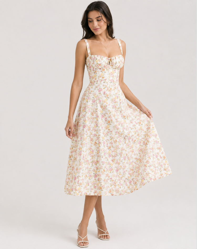 Jessy - Corset midi dress with side slit