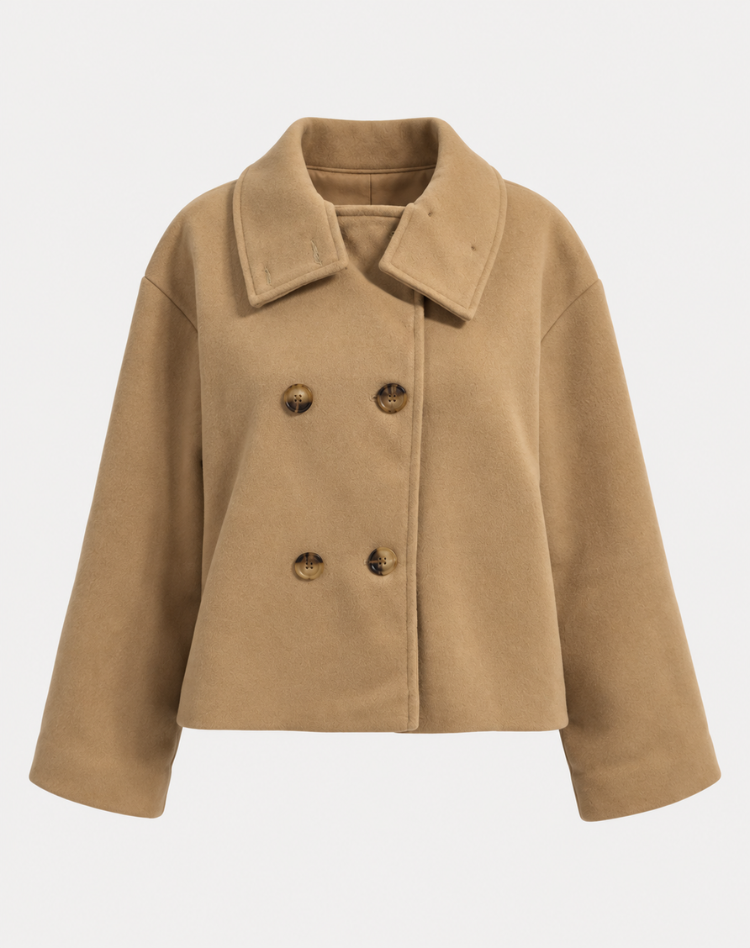 Soft Warm Peacoat Winter Jacket with High Collar for Women