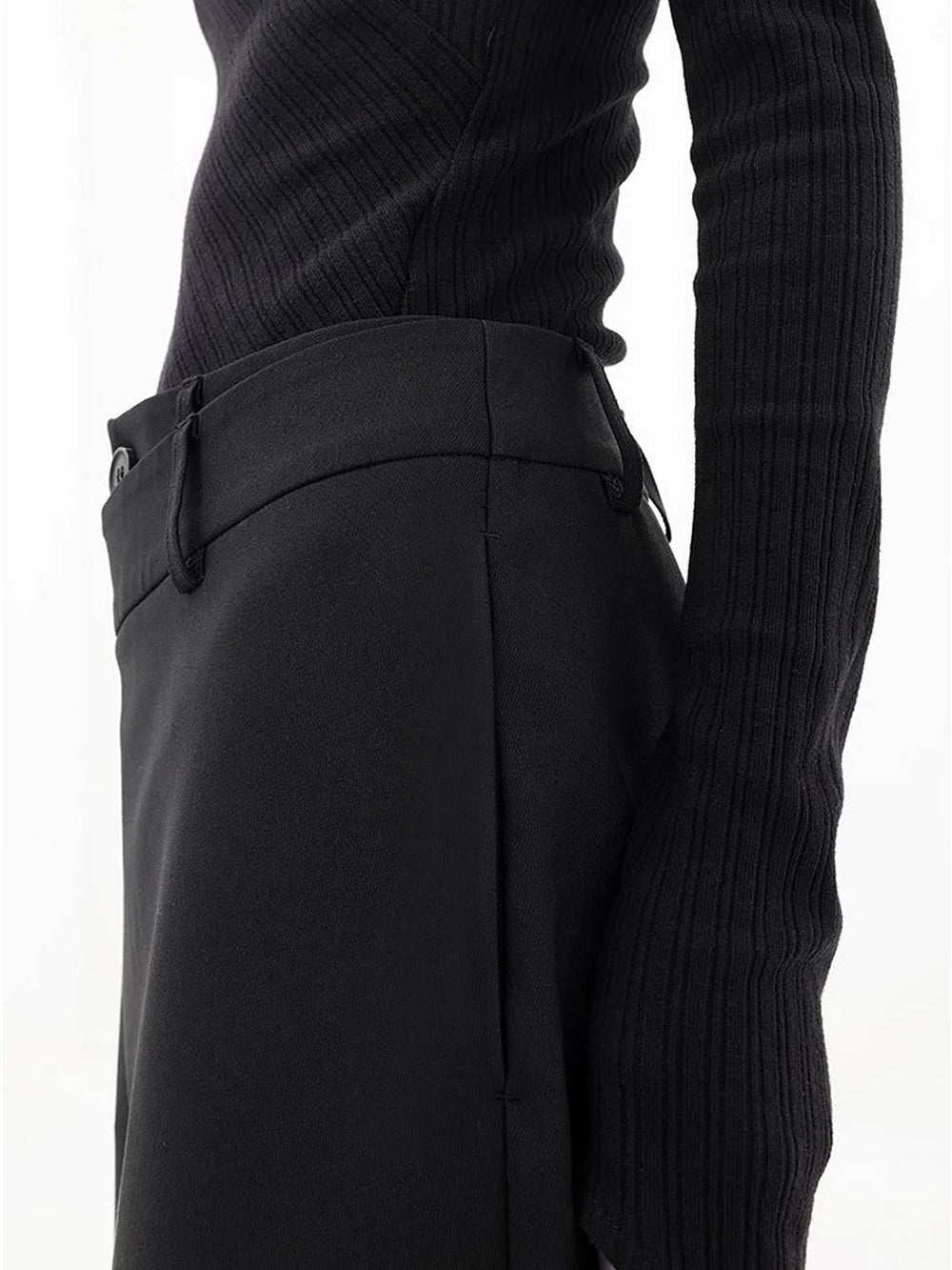 Pantalon large asymétrique pour femmes avec taille haute