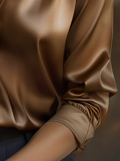 Luxe Satijnen Blouse met Lange Mouwen voor Dames