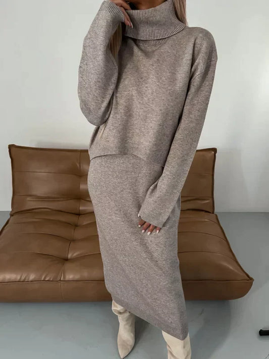 Dames Midi Sweaterjurk Set Warm Chique Met Bijpassende Trui