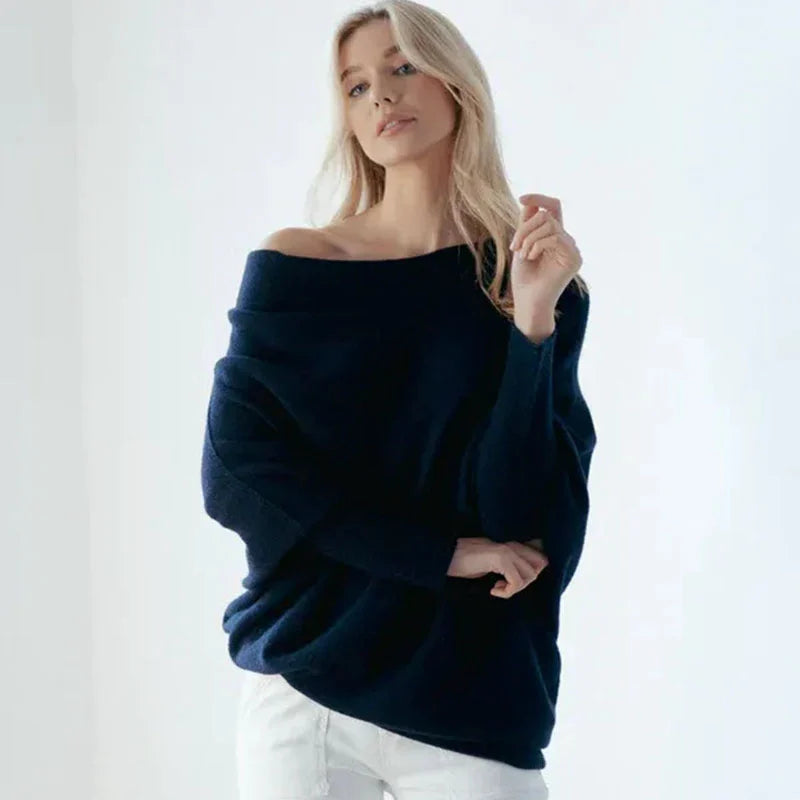 Oversized Gebreide Off Shoulder Trui voor Dames