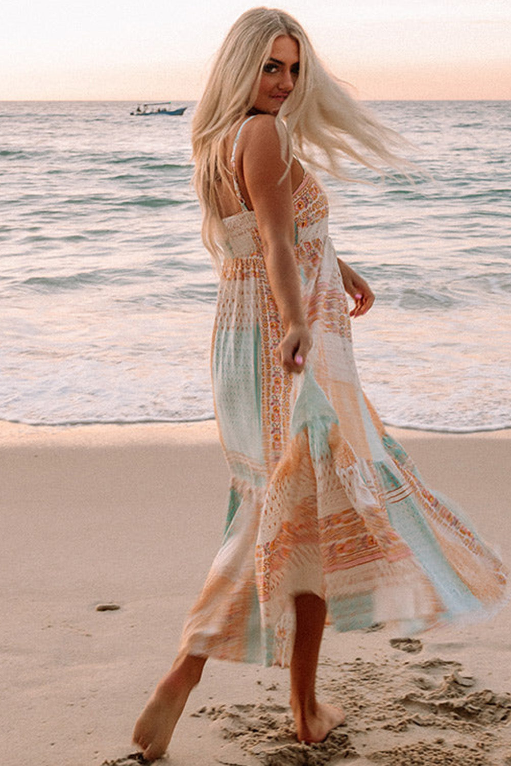 Talia - Boho Maxi Summer Dress with Spaghetti Straps