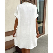 Light Shirt Dress with Buttons and Pockets for Women