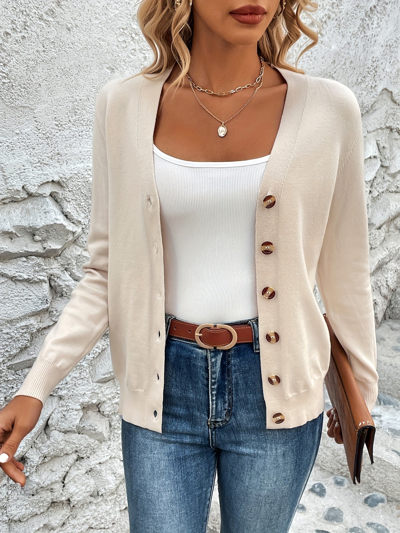 Comfortabel Gebreid Dames Cardigan Met Knoopsluiting